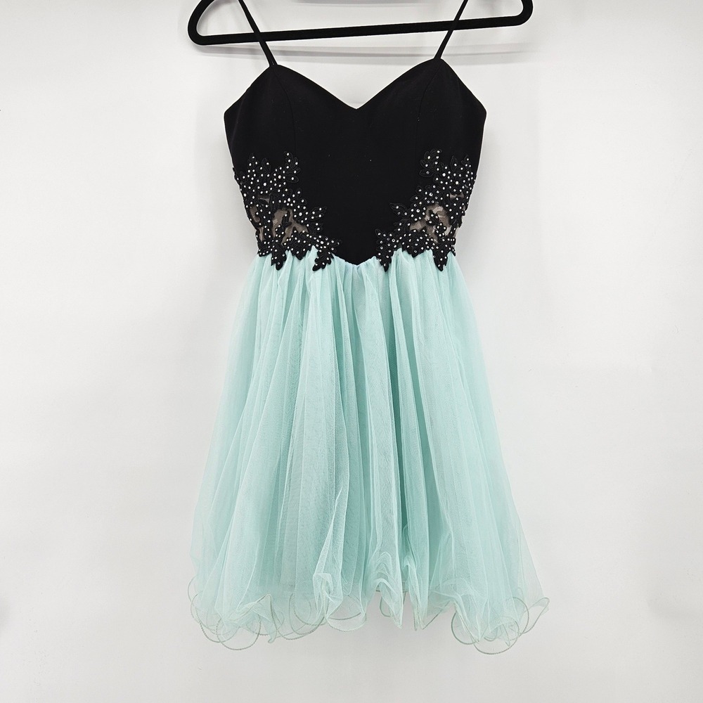 Blondie Nites Black Beaded Bodice‎ Dress Size 1 Formal Party Prom Mardi Gras